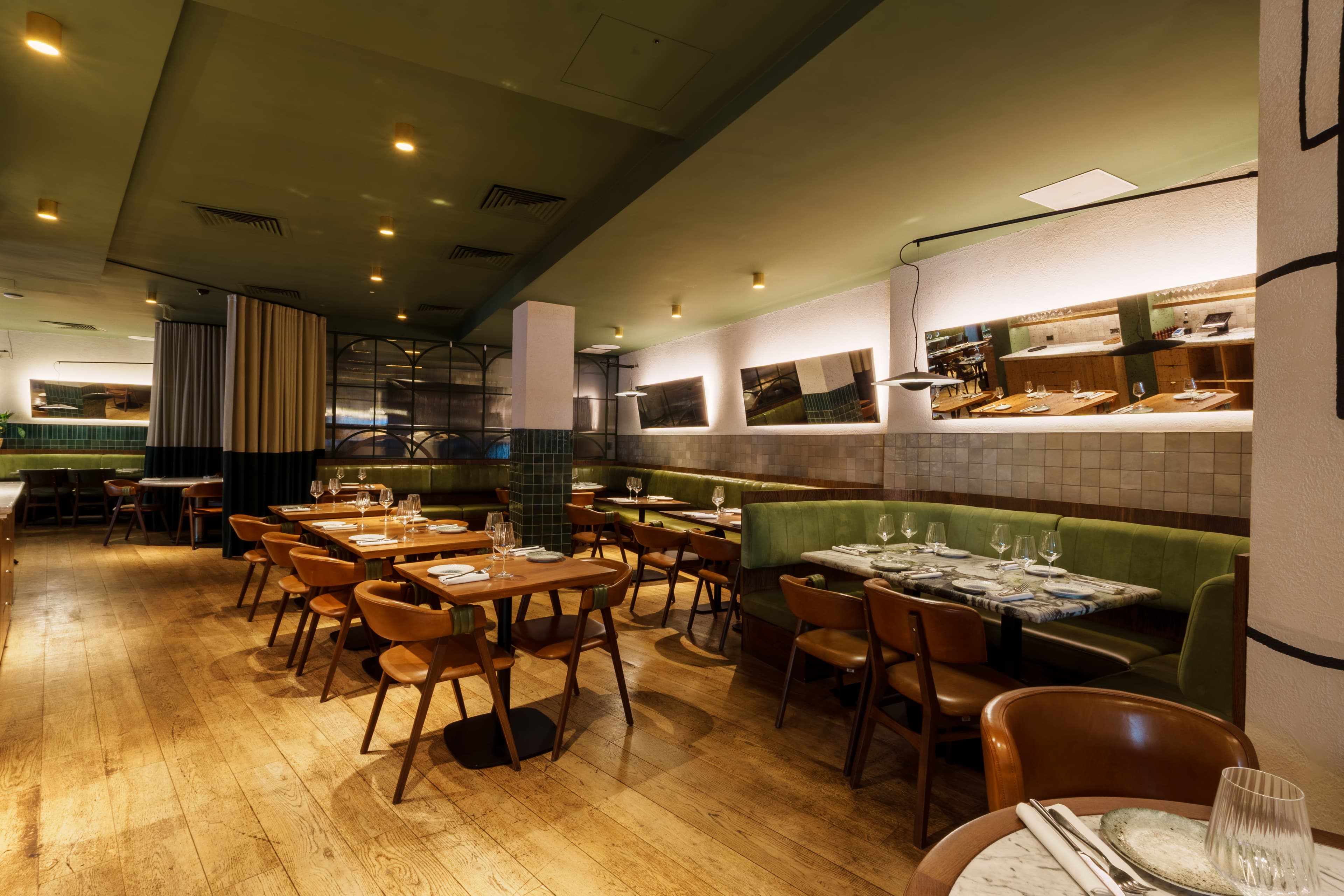 Olea Social's dining room, ready for a private gathering